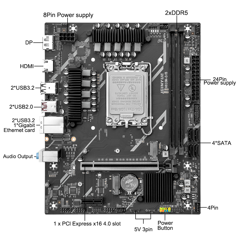JGINYUE H810 Placa-mãe Intel L - Ddr5 64Gb avaliação e preço